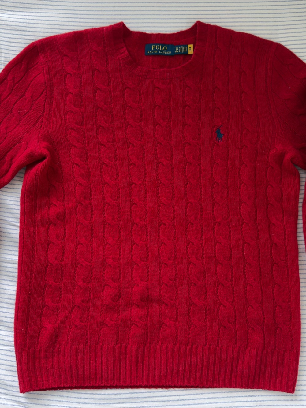 Polo by Ralph Lauren Red Cable-Knit Crewneck Sweater